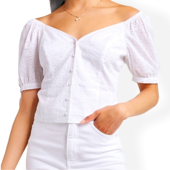 Express Eyelet Lace Off the Shoulder Top Size Small. - Picture 1 of 5